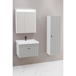 Alice 65 Cm Banyo Dolabı Npl Aynalı - Boy Dolap Dahil Gri