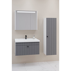 Alice 80 Cm Banyo Dolabı Npl Aynalı - Boy Dolap Dahil Antrasit
