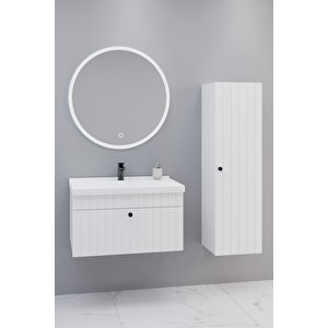 Alice 80 Cm Banyo Dolabı Orz Aynalı - Boy Dolap Dahil Beyaz