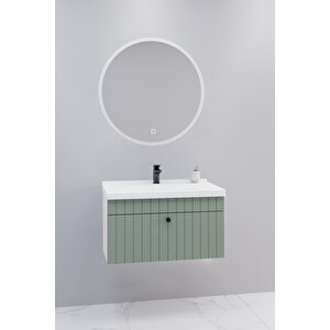 Alice 80 Cm Banyo Dolabı Orz Aynalı - Boy Dolap Hariç Yeşil