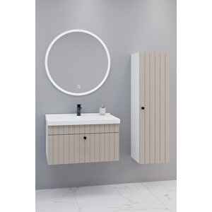 Alice 80 Cm Banyo Dolabı Orz Aynalı - Boy Dolap Dahil Krem