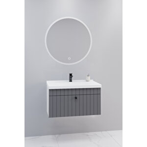 Alice 80 Cm Banyo Dolabı Orz Aynalı - Boy Dolap Hariç Antrasit