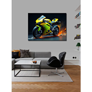 Kanvas Tablo Sarı Spor Motosiklet Tasarımı 70x100 cm