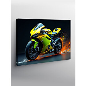 Kanvas Tablo Sarı Spor Motosiklet Tasarımı 100x140 cm