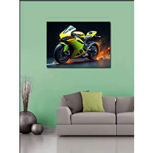Kanvas Tablo Sarı Spor Motosiklet Tasarımı 100x140 cm