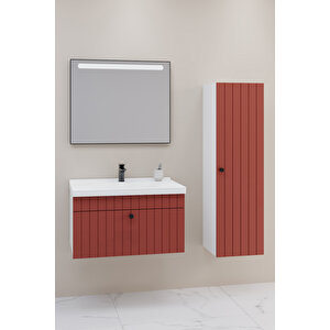 Alice 80 Cm Banyo Dolabı Lvn Aynalı - Boy Dolap Dahil Kiremit
