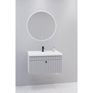 Alice 80 Cm Banyo Dolabı Orz Aynalı - Boy Dolap Hariç Gri