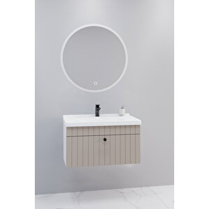 Alice 80 Cm Banyo Dolabı Orz Aynalı - Boy Dolap Hariç Krem