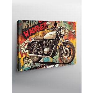 Kanvas Tablo Grafitili Motosiklet Tasarımı 100x140 cm