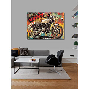 Kanvas Tablo Grafitili Motosiklet Tasarımı 100x140 cm
