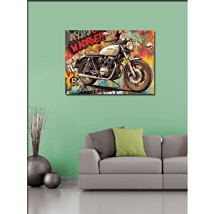 Kanvas Tablo Grafitili Motosiklet Tasarımı 100x140 cm