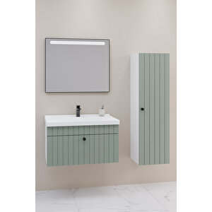 Alice 80 Cm Banyo Dolabı Lvn Aynalı - Boy Dolap Dahil Yeşil