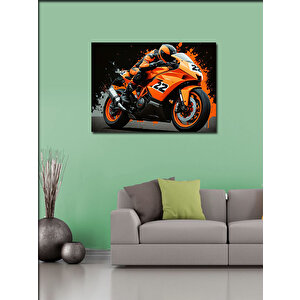Kanvas Tablo Turuncu Yarış Motosikleti 50x70 cm