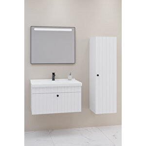 Alice 80 Cm Banyo Dolabı Lvn Aynalı - Boy Dolap Dahil Beyaz