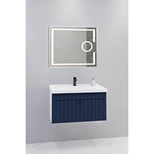 Alice 80 Cm Banyo Dolabı Kiev Aynalı - Boy Dolap Hariç Lacivert