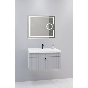 Alice 80 Cm Banyo Dolabı Kiev Aynalı - Boy Dolap Hariç Gri