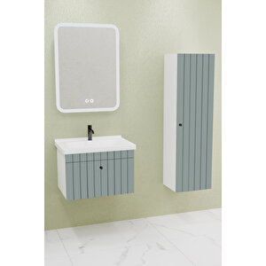 Alice 65 Cm Banyo Dolabı Cmr Aynalı - Boy Dolap Dahil Yeşil