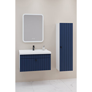 Alice 80 Cm Banyo Dolabı Cmr Aynalı - Boy Dolap Dahil Lacivert