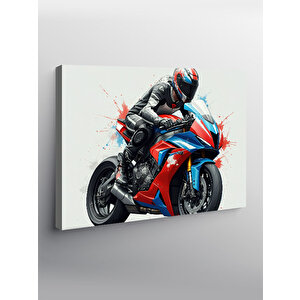 Kanvas Tablo Kırmızı Motosiklet Aksiyonu 70x100 cm