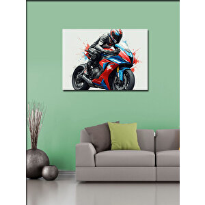 Kanvas Tablo Kırmızı Motosiklet Aksiyonu 70x100 cm