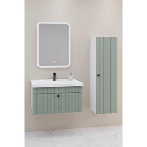 Alice 80 Cm Banyo Dolabı Cmr Aynalı - Boy Dolap Dahil Yeşil