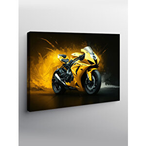 Kanvas Tablo Sarı Yarış Motosikleti 100x140 cm