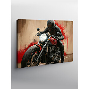 Kanvas Tablo Kırmızı Motosiklet Sürücüsü 50x70 cm