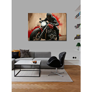 Kanvas Tablo Kırmızı Motosiklet Sürücüsü 50x70 cm