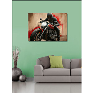 Kanvas Tablo Kırmızı Motosiklet Sürücüsü 50x70 cm