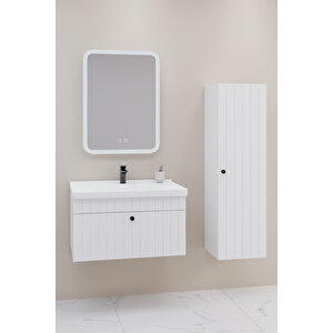 Alice 80 Cm Banyo Dolabı Cmr Aynalı - Boy Dolap Dahil Beyaz