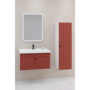 Alice 80 Cm Banyo Dolabı Cmr Aynalı - Boy Dolap Dahil Kiremit