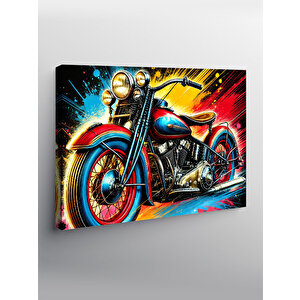 Kanvas Tablo Renkli Retro Motosiklet 100x140 cm
