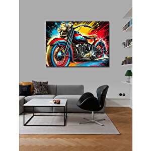 Kanvas Tablo Renkli Retro Motosiklet 100x140 cm