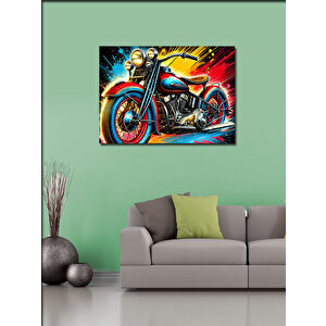 Kanvas Tablo Renkli Retro Motosiklet 100x140 cm