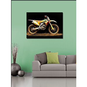 Kanvas Tablo Sarı Cross Motosiklet Çizimi 70x100 cm
