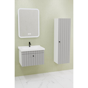 Alice 65 Cm Banyo Dolabı Cmr Aynalı - Boy Dolap Dahil Gri