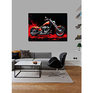 Kanvas Tablo Kırmızı Motosiklet Çizimi 50x70 cm