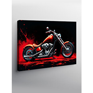 Kanvas Tablo Kırmızı Motosiklet Çizimi 70x100 cm