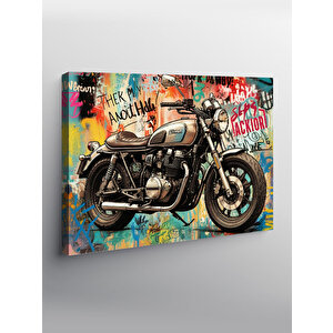 Kanvas Tablo Vintage Motosiklet Çizimi 100x140 cm