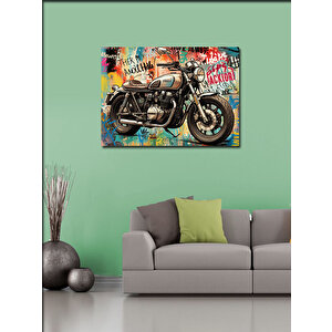 Kanvas Tablo Vintage Motosiklet Çizimi 100x140 cm