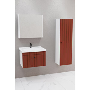 Alice 65 Cm Banyo Dolabı Bgn Aynalı - Boy Dolap Dahil Kiremit