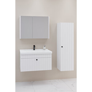 Alice 80 Cm Banyo Dolabı Bgn Aynalı - Boy Dolap Dahil Beyaz