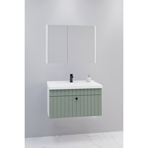 Alice 80 Cm Banyo Dolabı Bgn Aynalı - Boy Dolap Hariç Yeşil