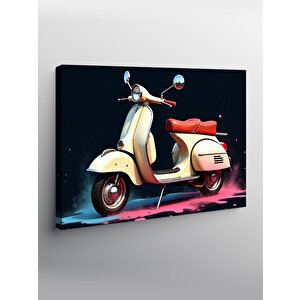 Kanvas Tablo Krem Rengi Vespa Motosiklet 70x100 cm