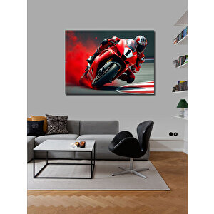 Kanvas Tablo Kırmızı Yarış Motosikleti 70x100 cm