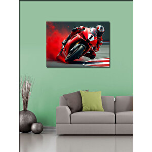 Kanvas Tablo Kırmızı Yarış Motosikleti 70x100 cm