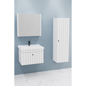 Alice 65 Cm Banyo Dolabı Bgn Aynalı - Boy Dolap Dahil Beyaz