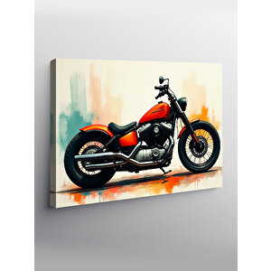 Kanvas Tablo Kırmızı Retro Motosiklet 100x140 cm