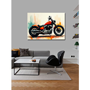 Kanvas Tablo Kırmızı Retro Motosiklet 100x140 cm