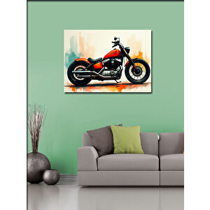 Kanvas Tablo Kırmızı Retro Motosiklet 100x140 cm